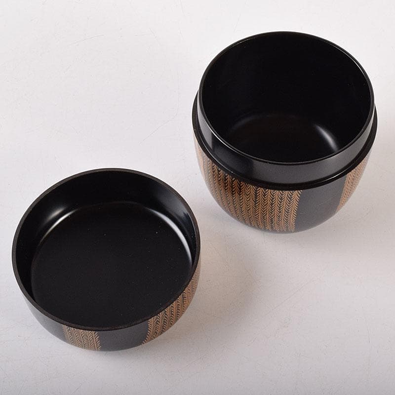 茶道具　黒漆　仁作　柳蒔絵　中棗　共箱　V　7116