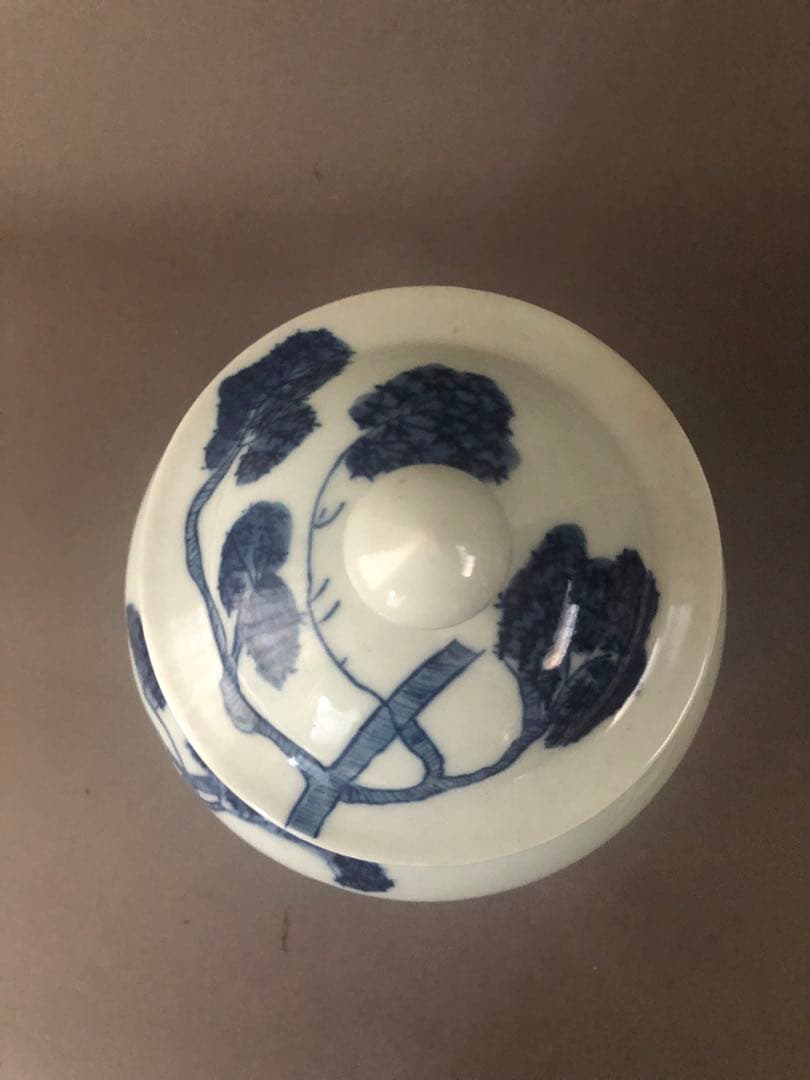 中国骨董 古美術 青花人物紋 蓋付壷