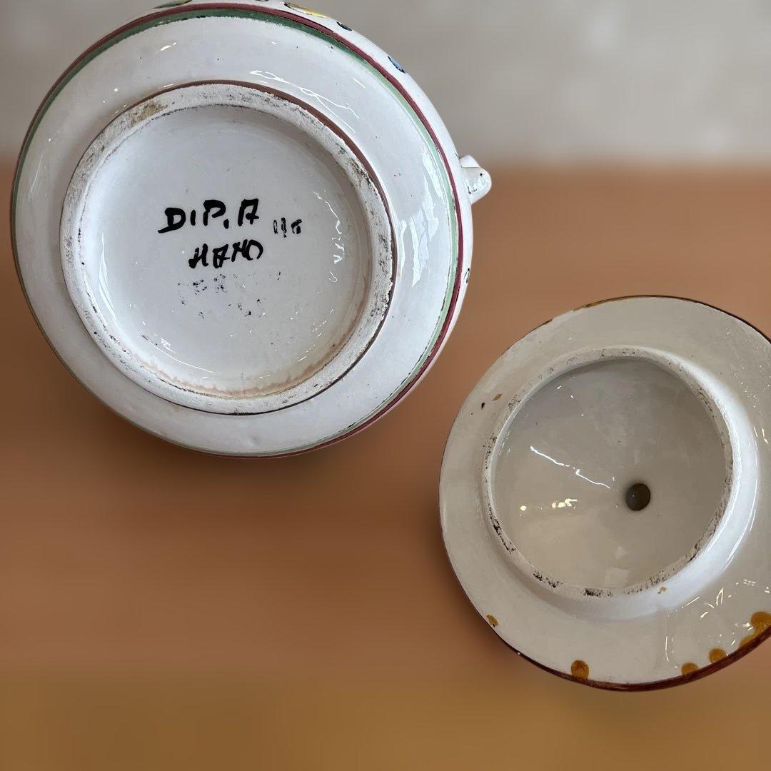 イタリア雑貨【デルータマヨルカ焼き蓋付きセンターピース】