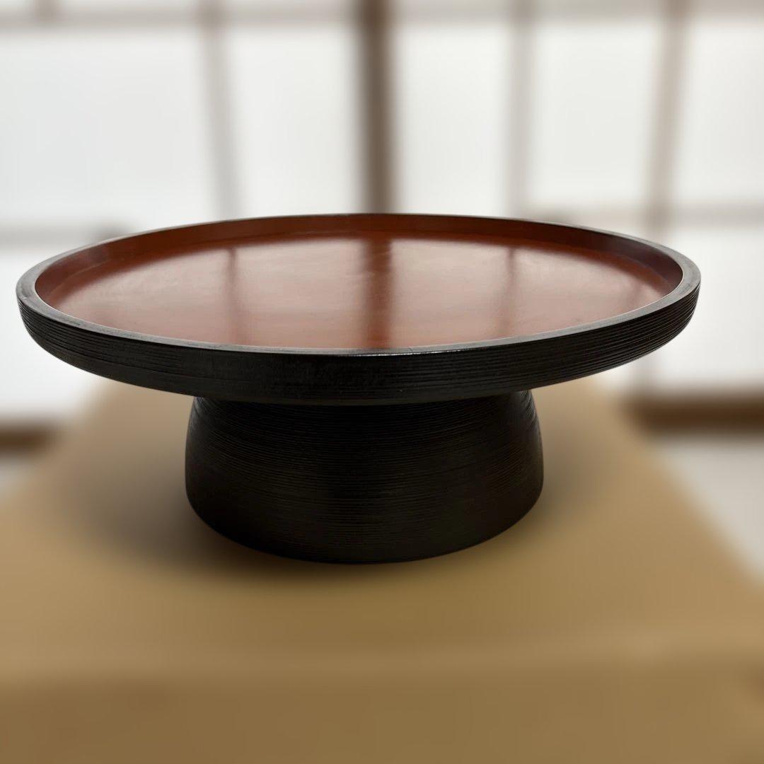 漆工房　大島　天然木　うるし塗　高脚卓盆 ④