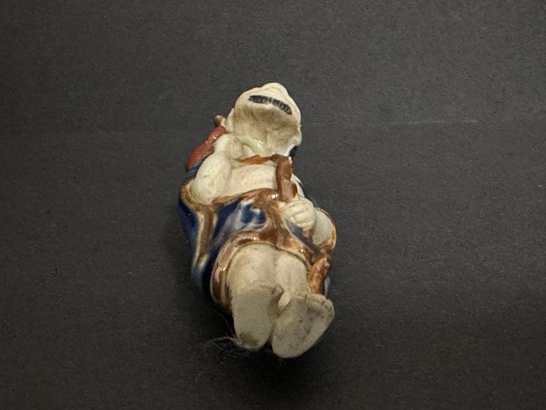 根付(netsuke)】陶器 瑠璃鉄釉鉄拐仙人根付 江戸時代