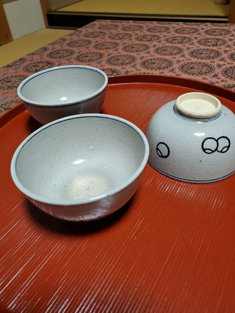 膳所焼　ツボツボ紋汲出茶碗