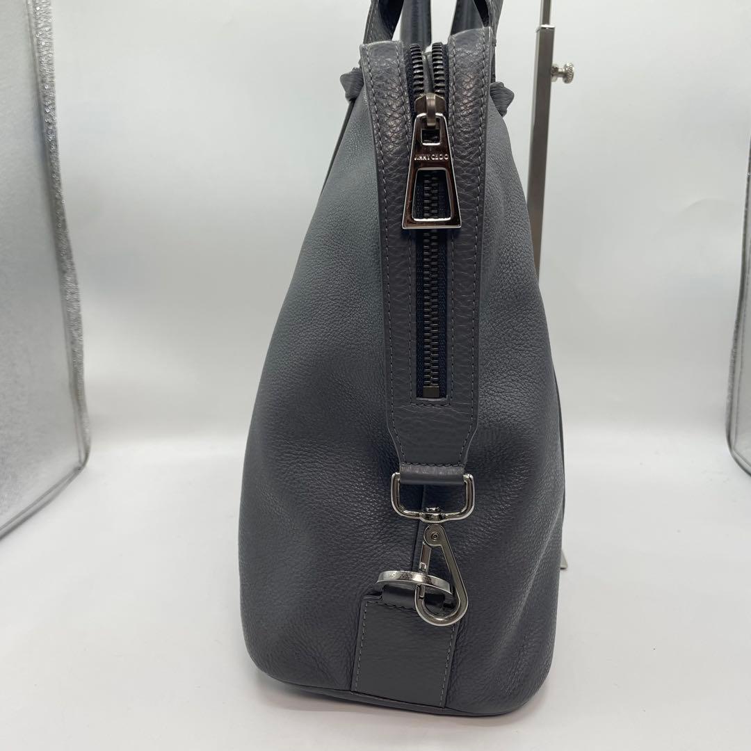 ジミーチュウ　サヴィル　トートバッグ　ビジネスバッグ　メンズ　レザー　グレー