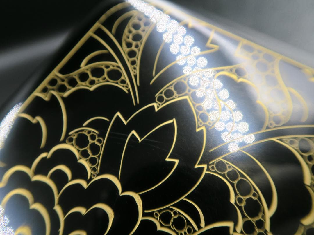 【輪島塗】沈金牡丹彫 三段重箱 六五重 内朱塗 天然木 共箱