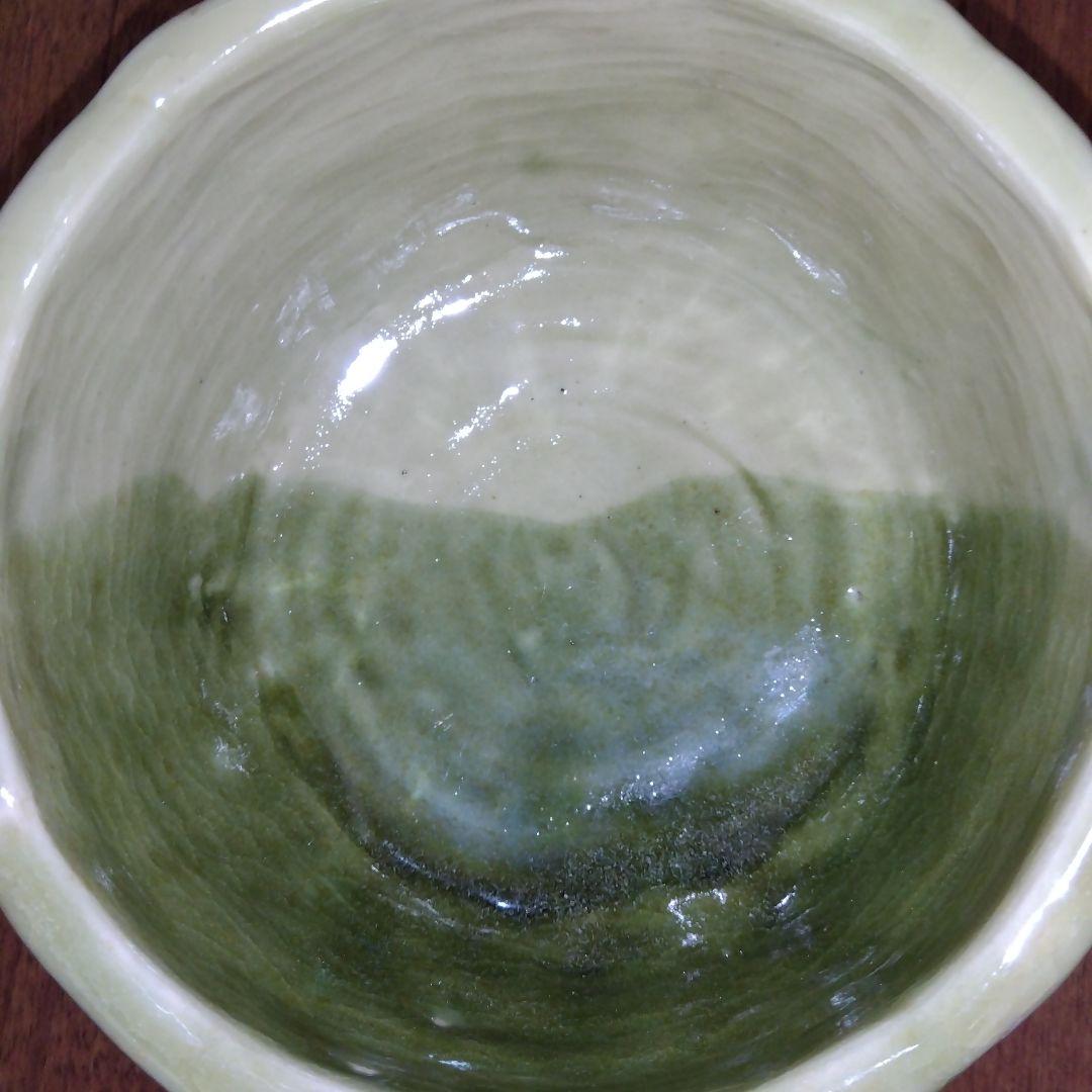 レア 一点物】茶碗 蜻蛉 緑色 陶器製 抹茶碗 観賞用茶碗 トンボ 850g 抹茶