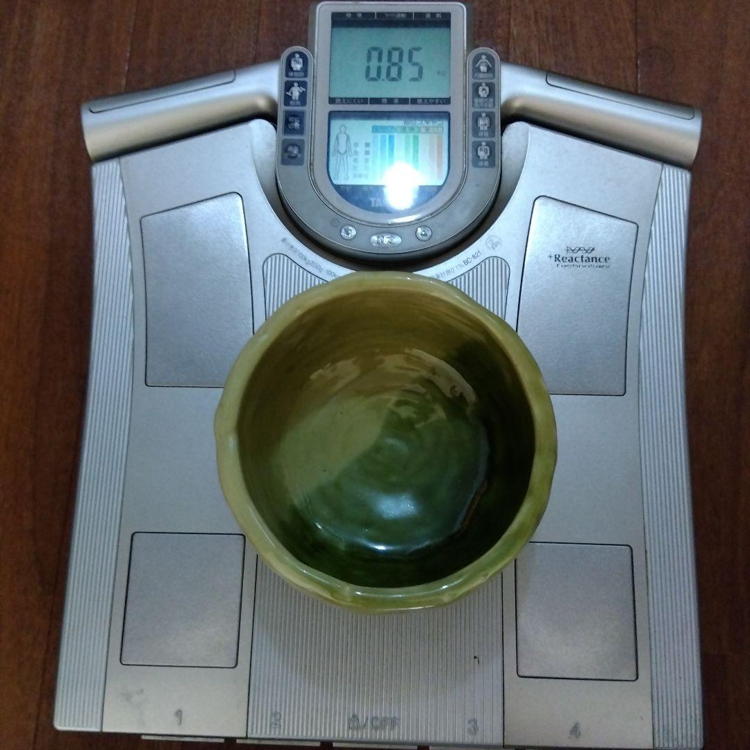 レア 一点物】茶碗 蜻蛉 緑色 陶器製 抹茶碗 観賞用茶碗 トンボ 850g 抹茶