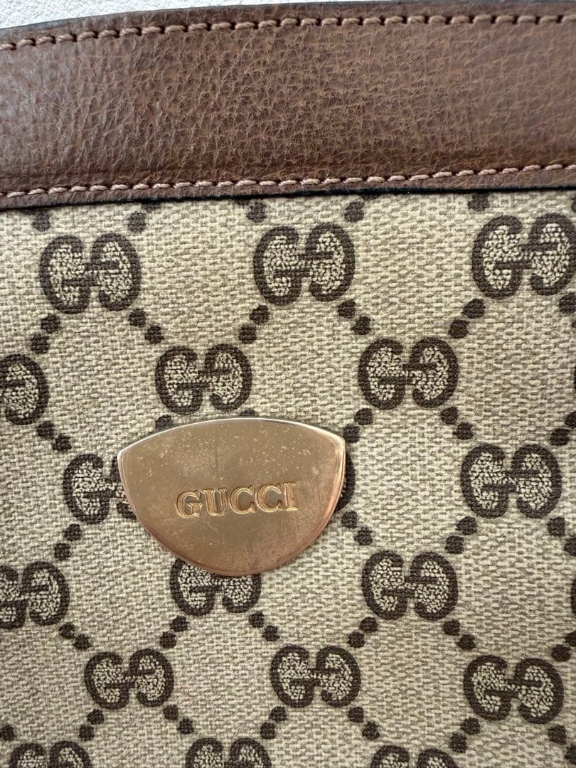 【希少デザイン】GUCCI オールドグッチ ハンドバッグ GGスプリーム 盾ロゴ