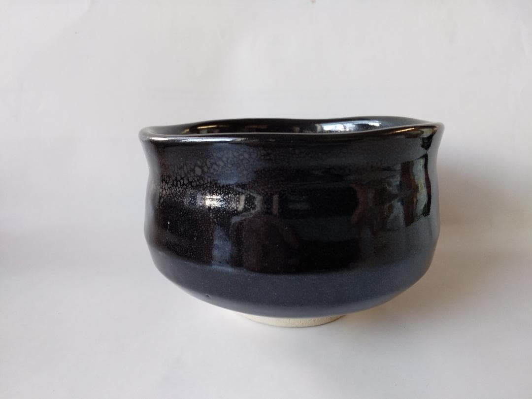 渋沢三久 作 黒釉 茶碗 共箱 共布 茶道具 茶器 抹茶碗 新品 未使用 保管品