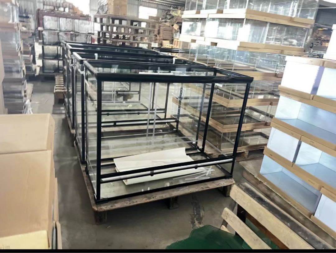 自社製組み立て式爬虫類両生類ケージガラス飼育ケージ90x45x45cm引取り可