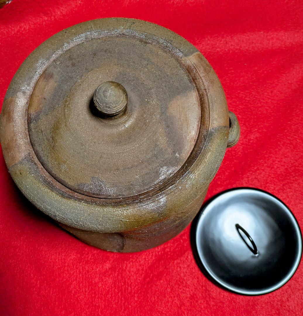 備前/茶道具/見附文雄 耳付水指/水指p 日本茶/備前焼 工芸品/