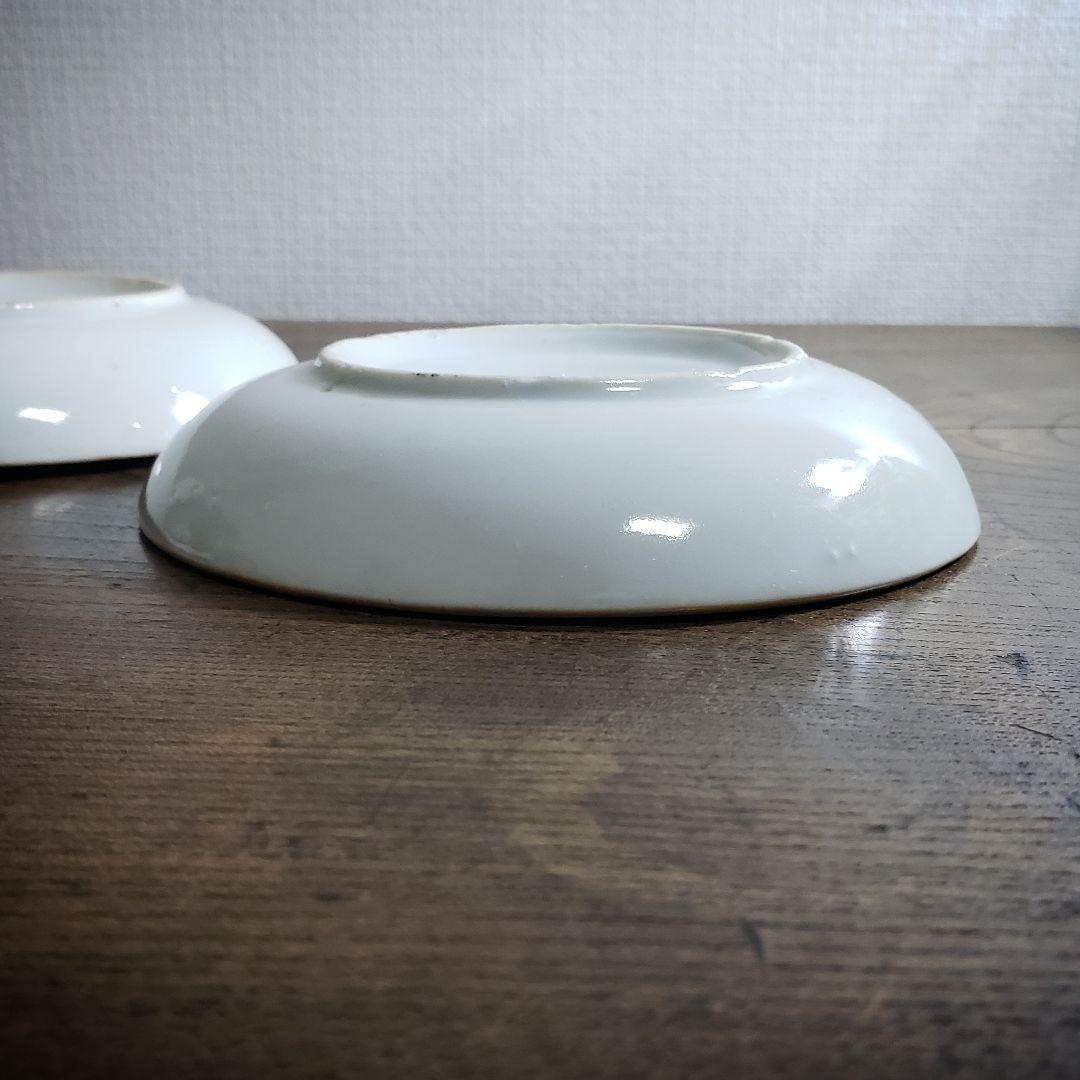 印判皿　明治　大正　二枚　花文様　牡丹　大正ロマン　モダン