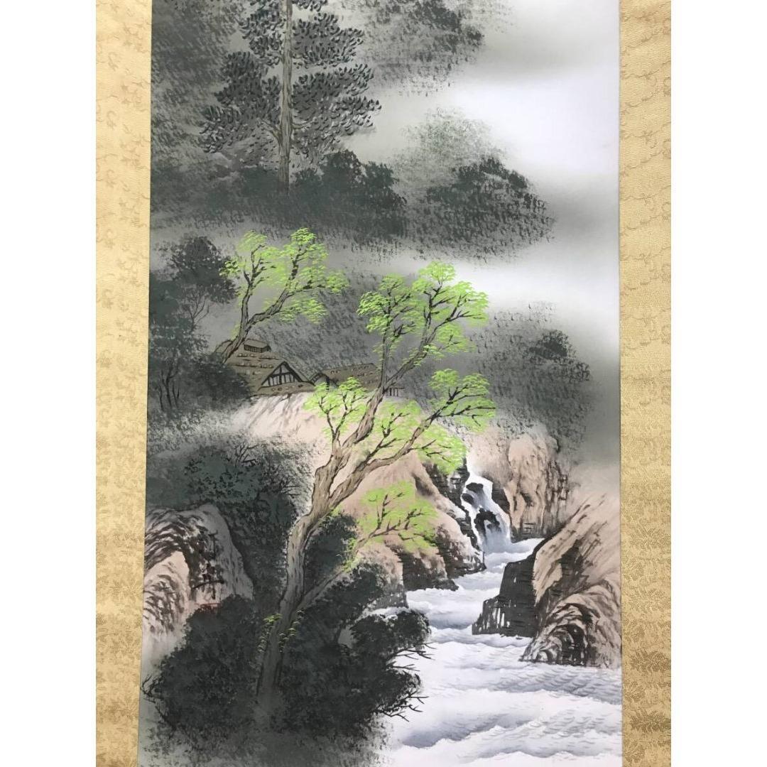 真作/汀舟/彩色山水図/掛軸/名家伝来/AK-806 - メルカリ