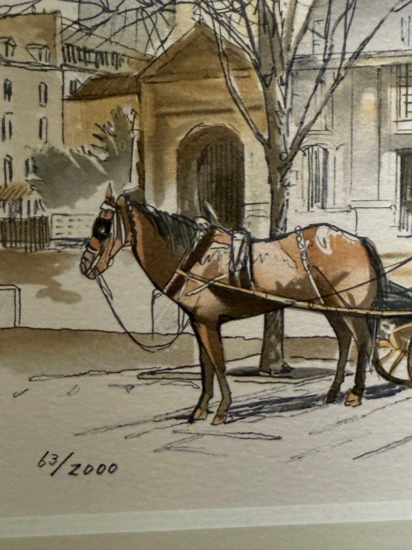 藤田西洋 馬と馬車の風景 センジェルメン ドゥ プレ教会