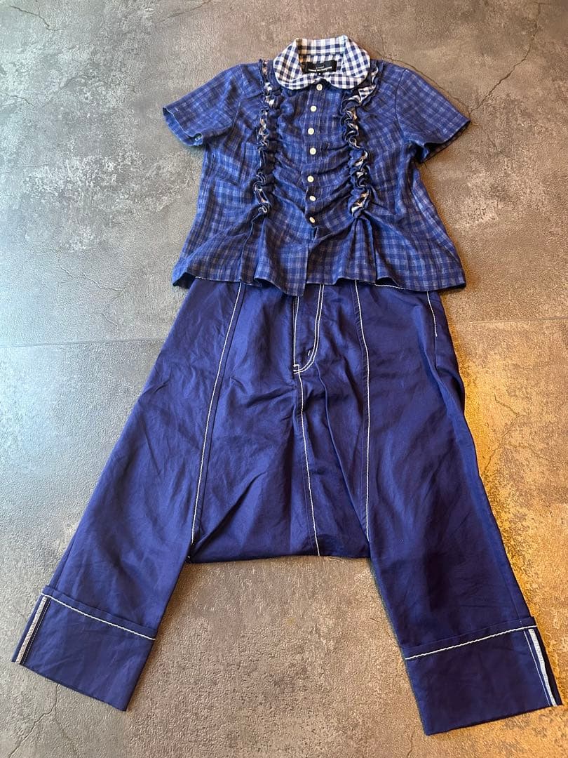 コムデギャルソントリコ　濃紺サルエルパンツ　白ステッチ　美品