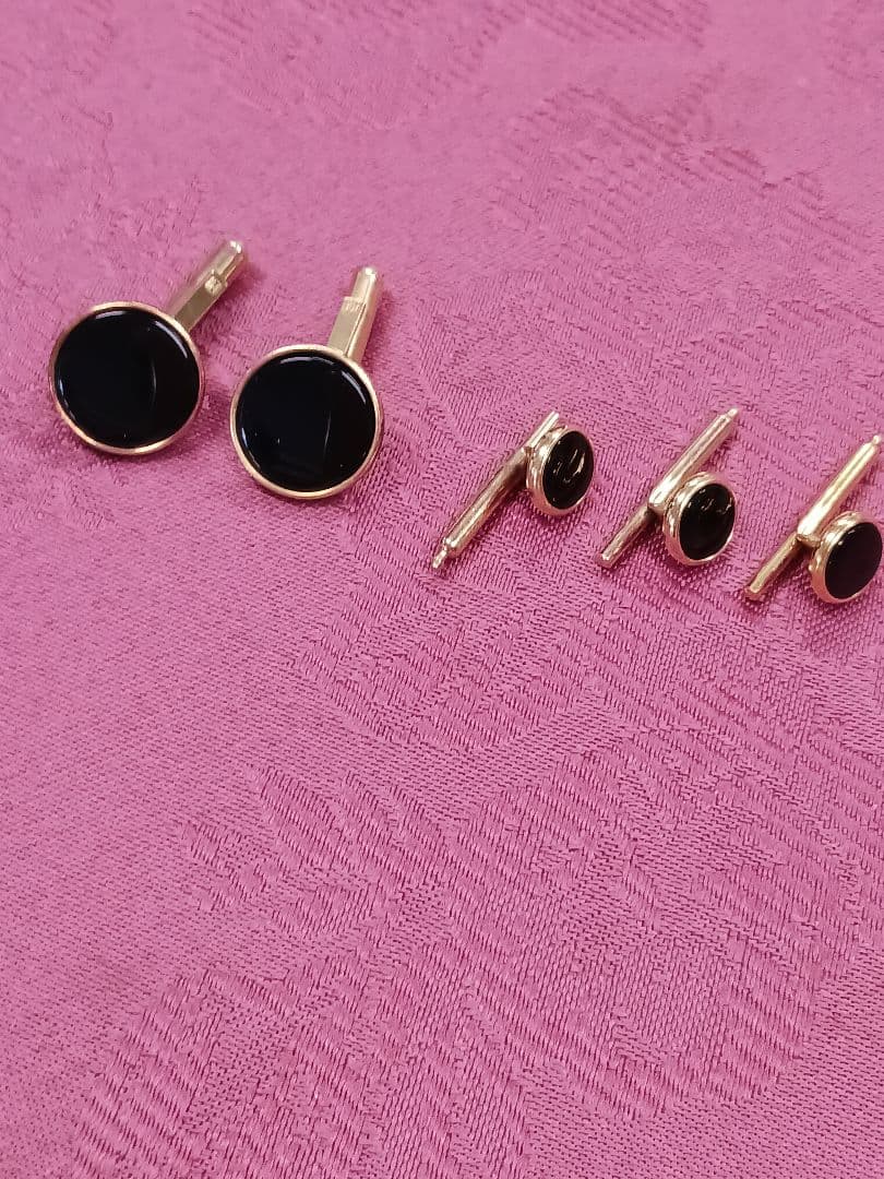 ブルックスブラザーズタキシードシャツ用　黒オニキスフォーマルセット