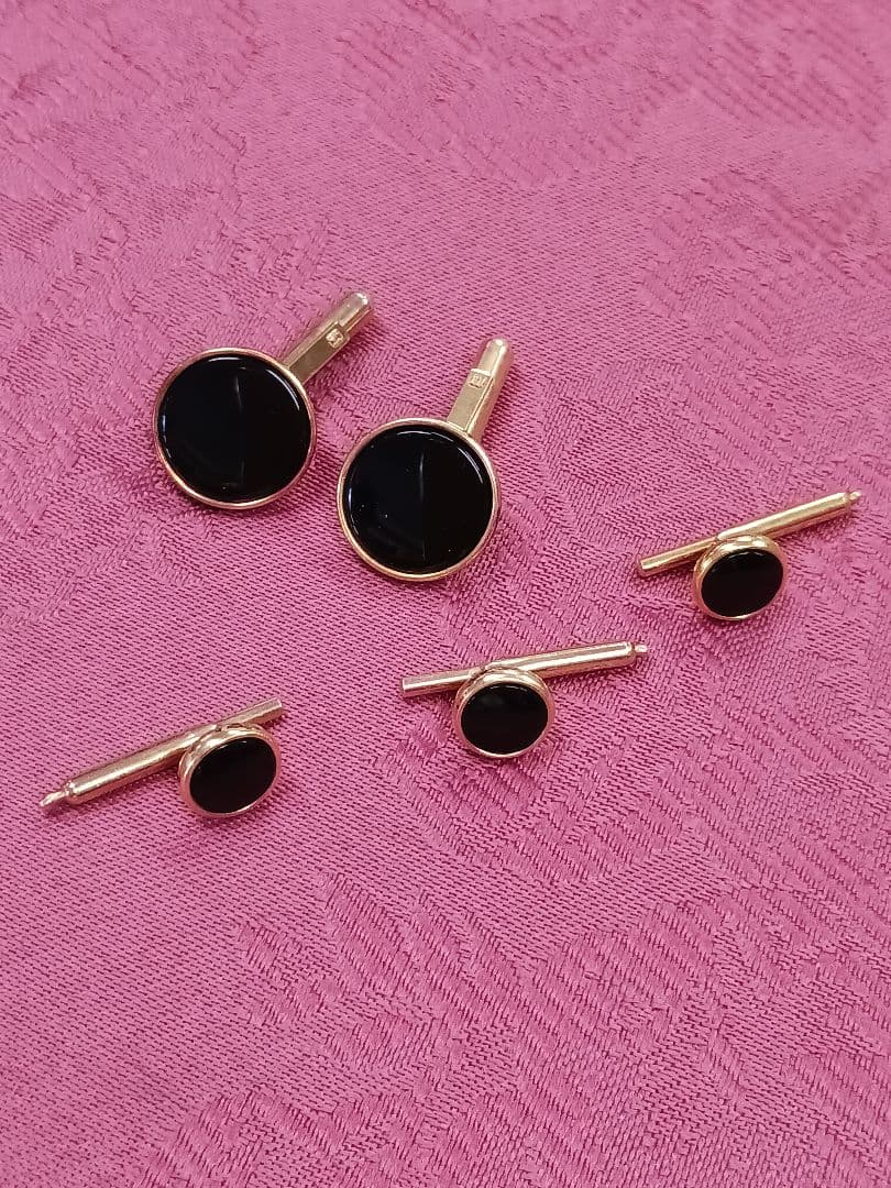 ブルックスブラザーズタキシードシャツ用　黒オニキスフォーマルセット