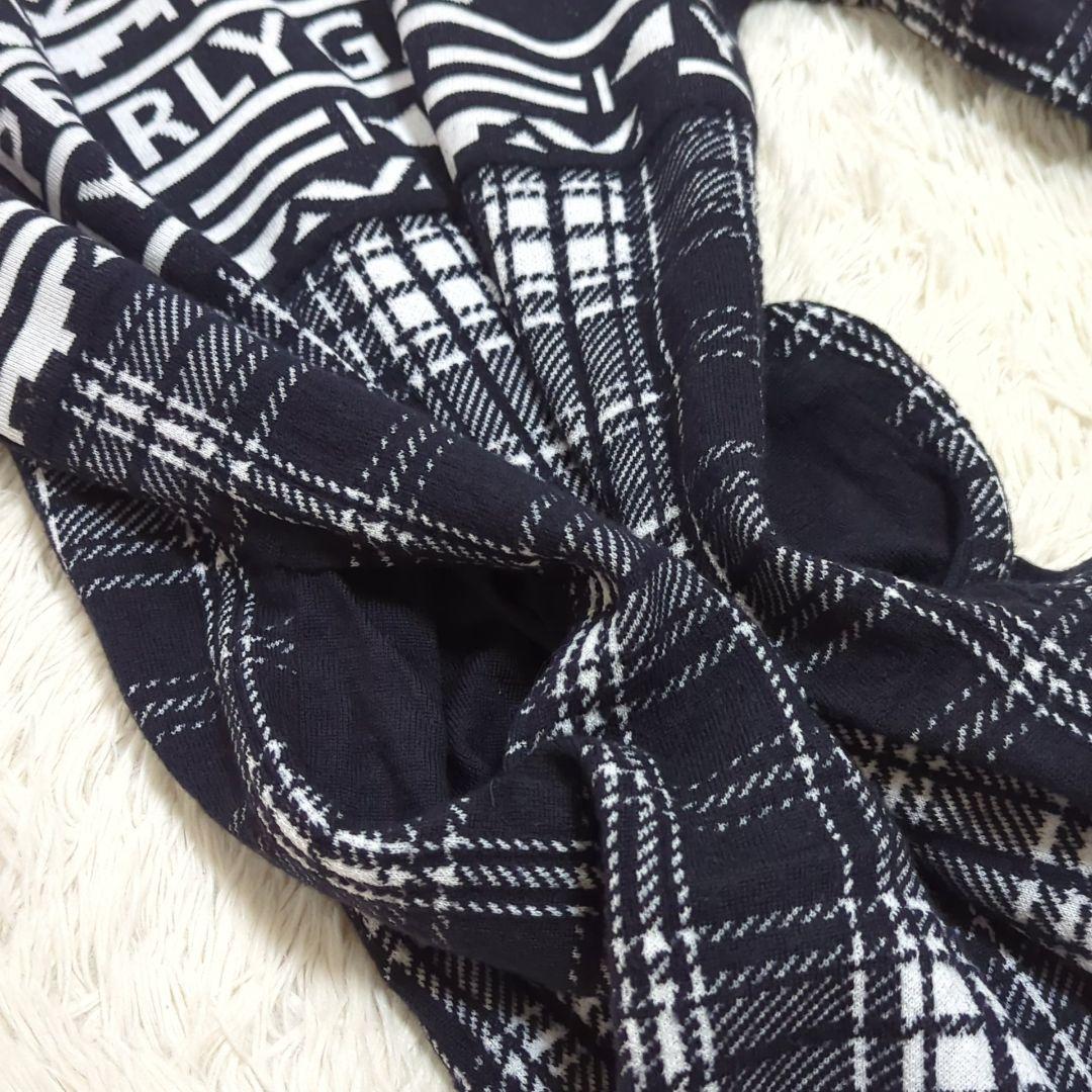 美品 パーリーゲイツ 22年モデル ニットワンピース チェック ハイネック