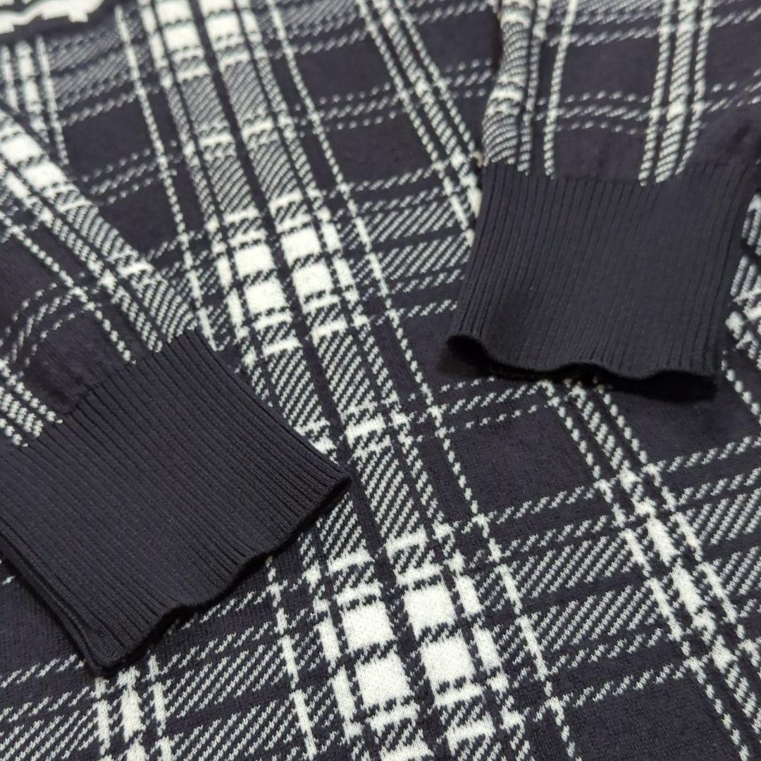 美品 パーリーゲイツ 22年モデル ニットワンピース チェック ハイネック