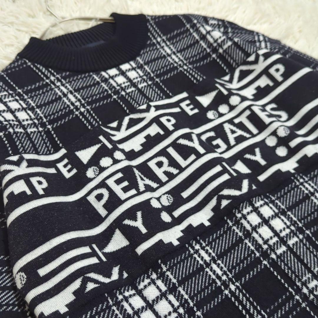 美品 パーリーゲイツ 22年モデル ニットワンピース チェック ハイネック