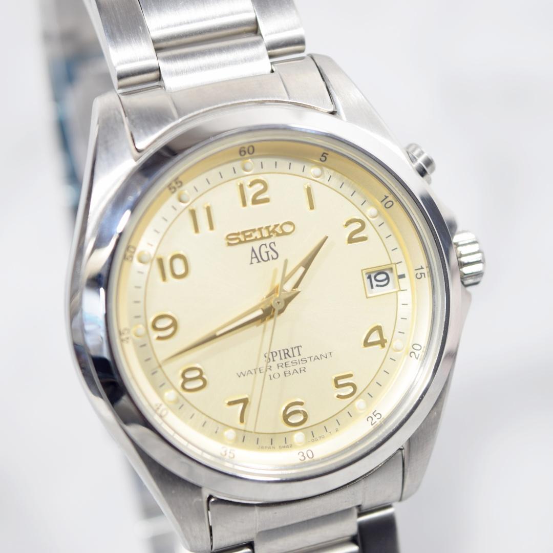 [超美品 箱付] 1997年製 セイコー スピリット AGS メンズ 新品電池