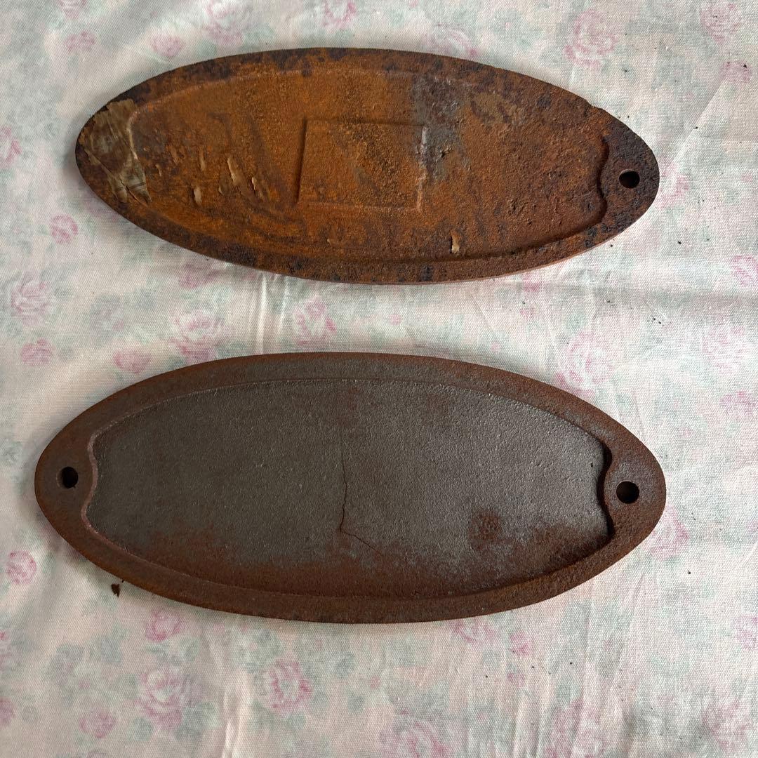 鉄道コレクション、関連グッツ 国有鉄道銘板2枚、 鉄道カットレール2本