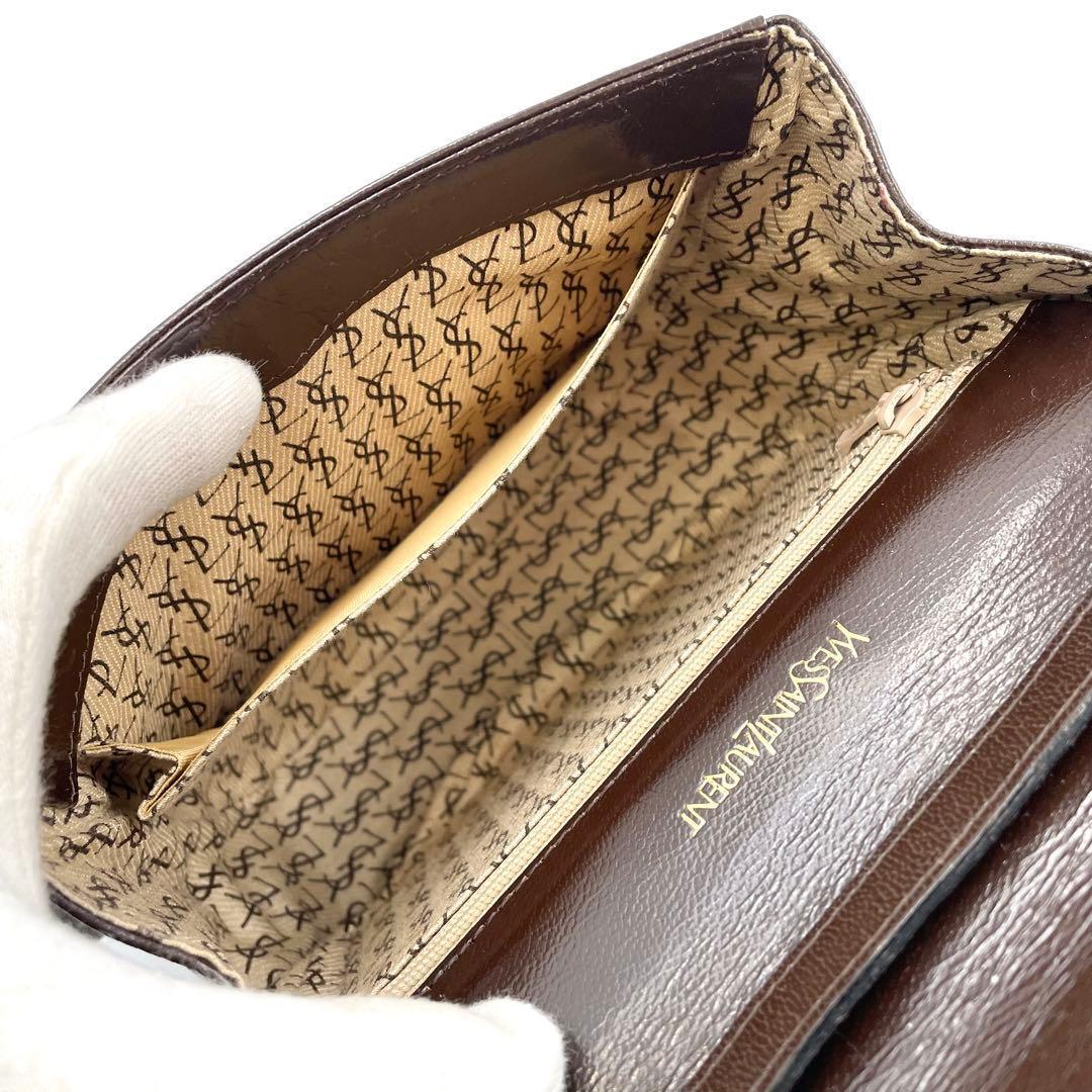 《超美品》サンローラン ショルダーバッグ リザード エキゾチック レザー 茶系