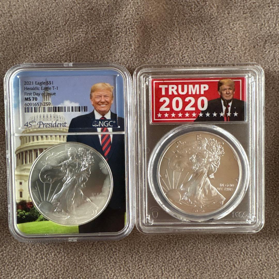 トランプ銀貨 2020年 PCGS MS70 2021年NGC MS70 2枚
