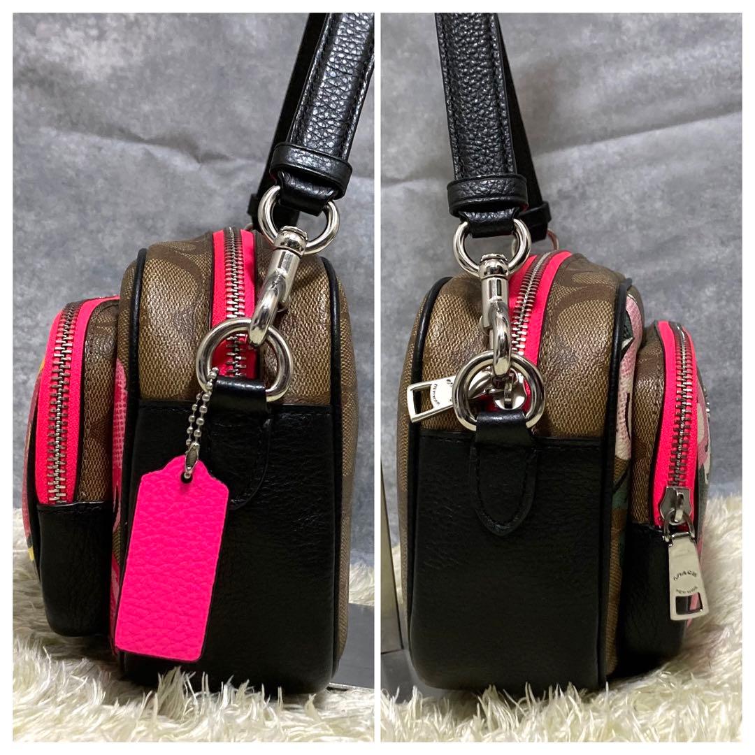 【極美品】COACH コーチ ショルダーバッグ 現行モデル レザー フラワー