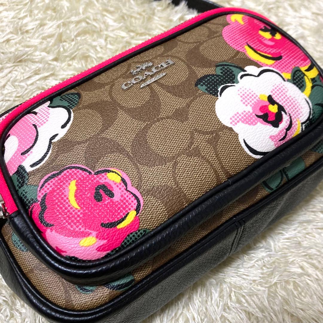 【極美品】COACH コーチ ショルダーバッグ 現行モデル レザー フラワー