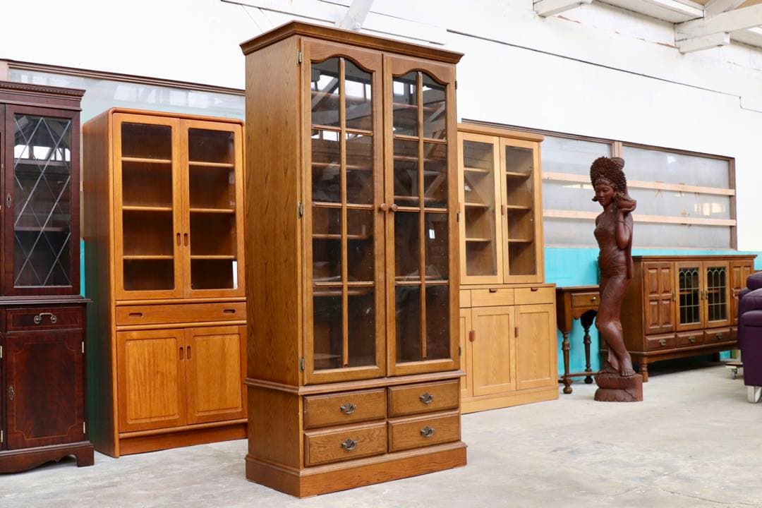 カリモク 本棚 サイドボード 食器棚 木製 キャビネット ダークブラウン