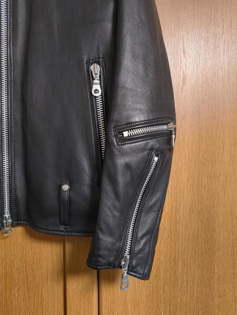 本革 ナノユニバース ライダースジャケット シングル レザー 羊革 M