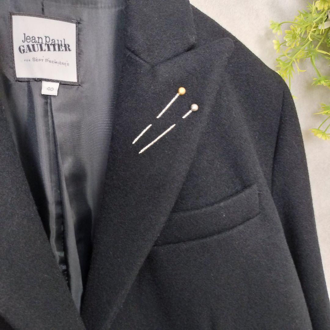 美品✨ジャンポールゴルチエ まち針刺繍 チェスターコート ブラック