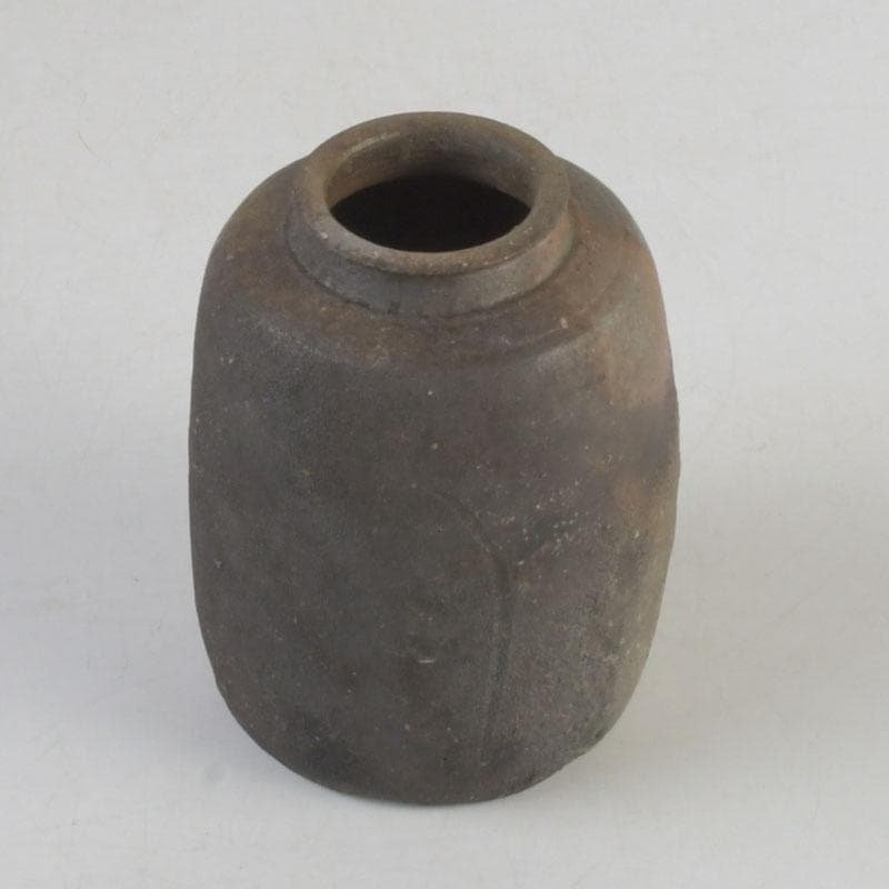 茶道具 備前焼 伊勢崎紳作 肩衝茶入 仕覆二点付 共箱 C