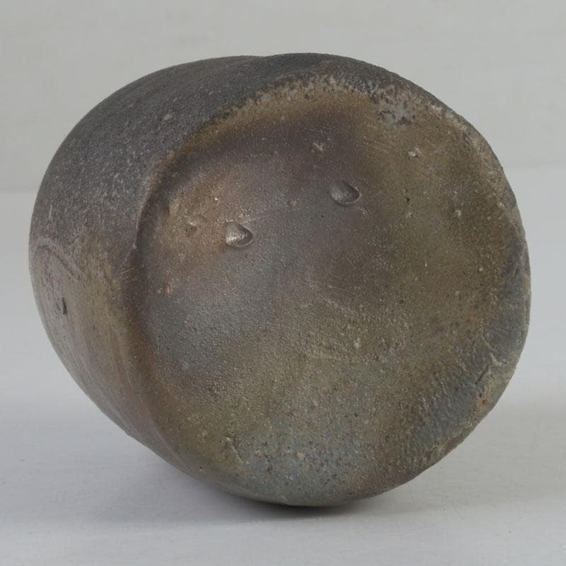 茶道具　備前焼　伊勢崎紳作　肩衝茶入　仕覆二点付　共箱　C　9774