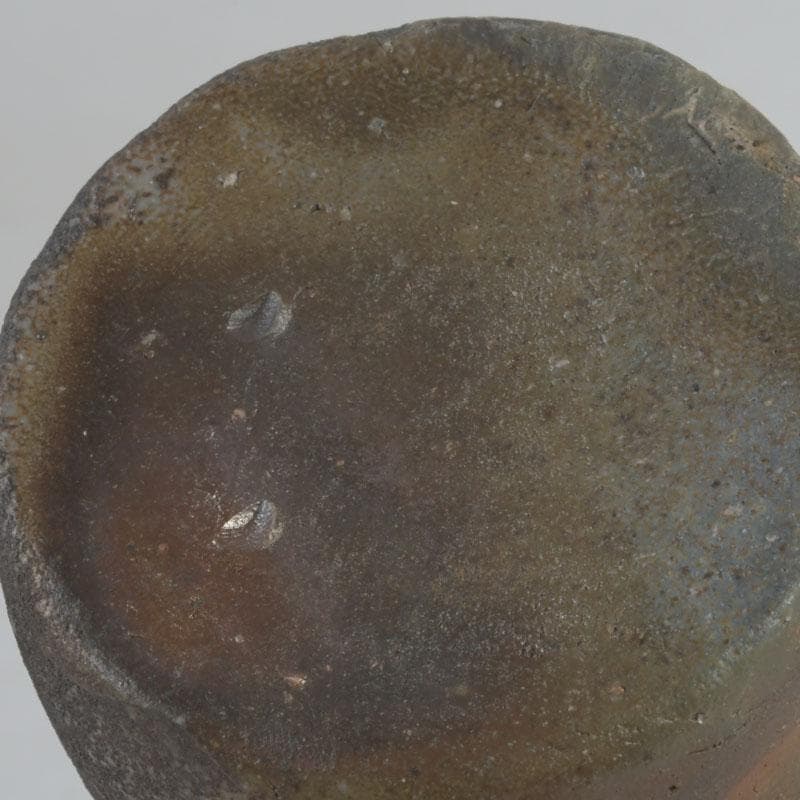 茶道具 備前焼 伊勢崎紳作 肩衝茶入 仕覆二点付 共箱 C