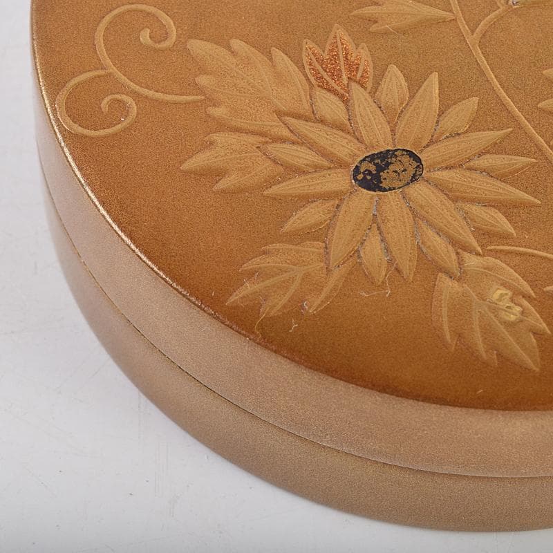 茶道具 金地 花蒔絵 螺鈿装飾 内梨地 香合 合わせ箱付 D R9492