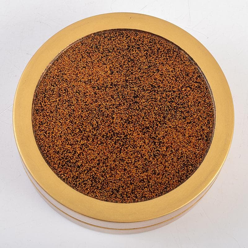 茶道具 金地 花蒔絵 螺鈿装飾 内梨地 香合 合わせ箱付 D R9492