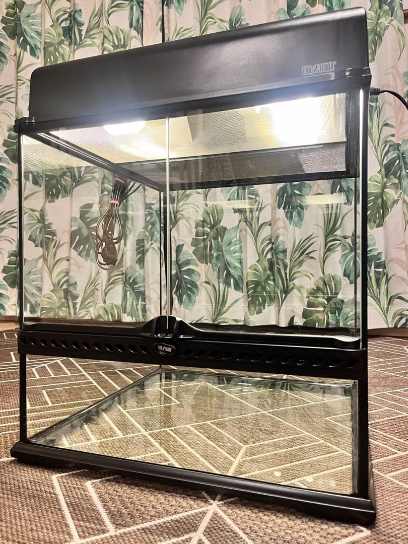 Exo terra 大きめ飼育ケージ 蛍光灯2灯付き ヒーターセット GEX