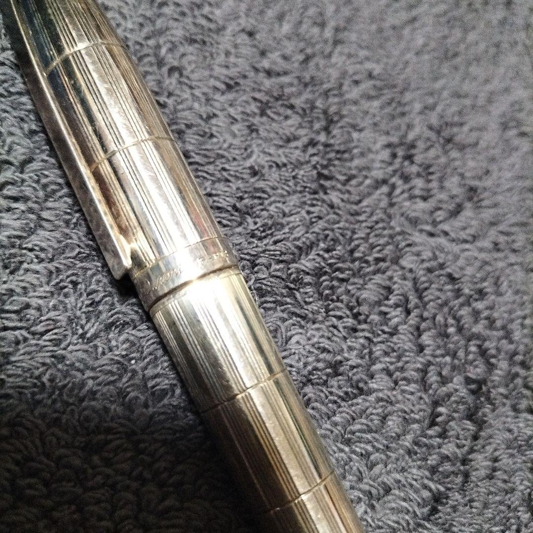 14K シルバー ストライプ模様 万年筆