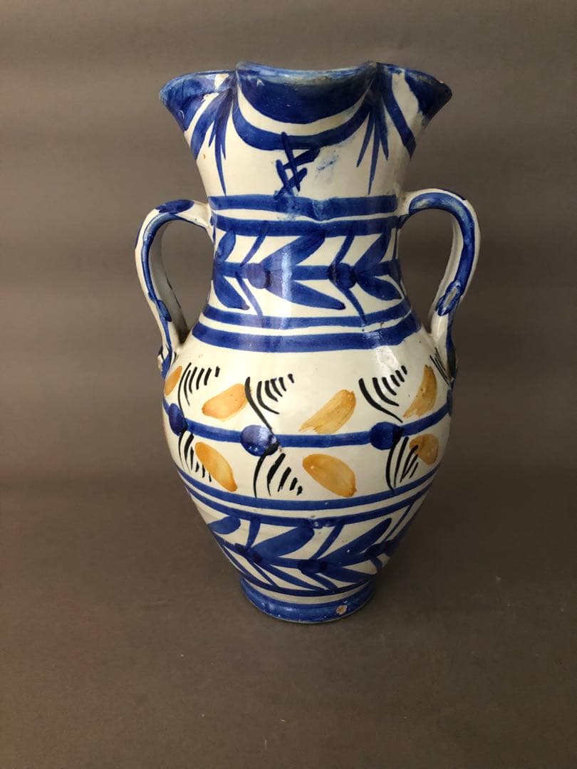 スペイン骨董　陶器　両手付き花瓶、壺　アンティーク 九谷焼/庄三/花瓶/骨董/アンティーク | 骨董・アンティークの