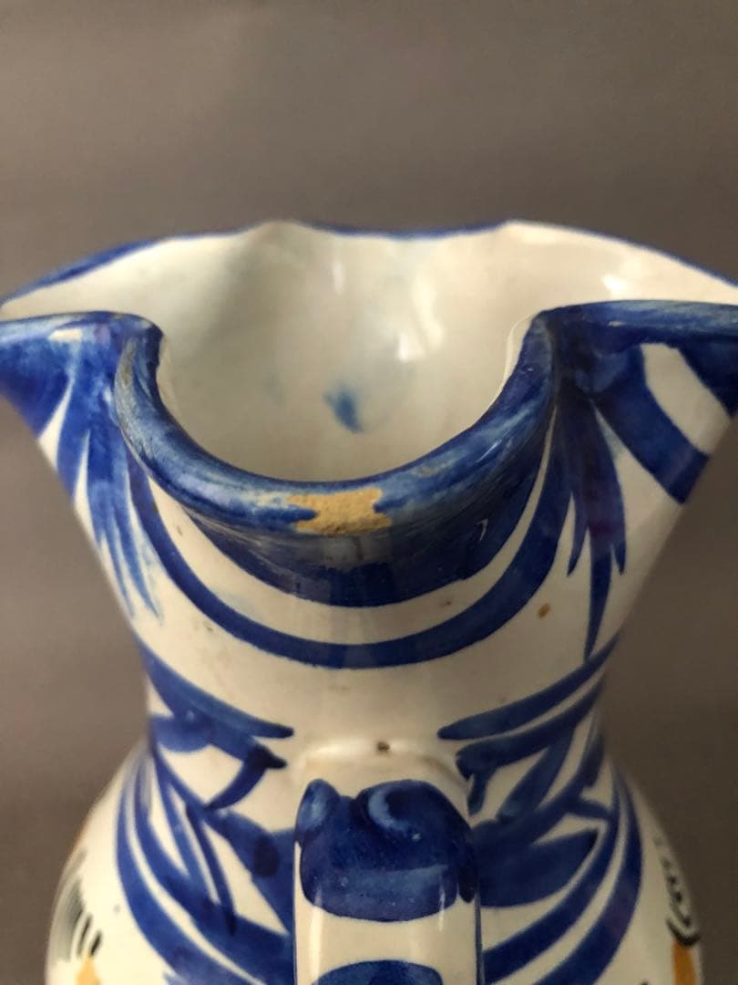 スペイン骨董 陶器 両手付き花瓶、壺 アンティーク