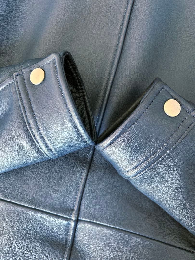 シングルライダースジャケット RT ブルー 羊革