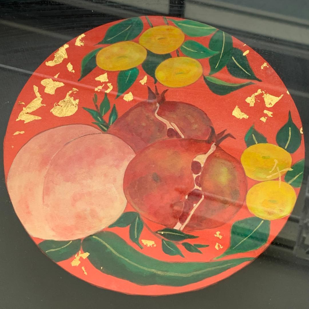 【模写】日本画家　枇杷谷千鶴子　桃　ザクロ　びわ(キンカン)