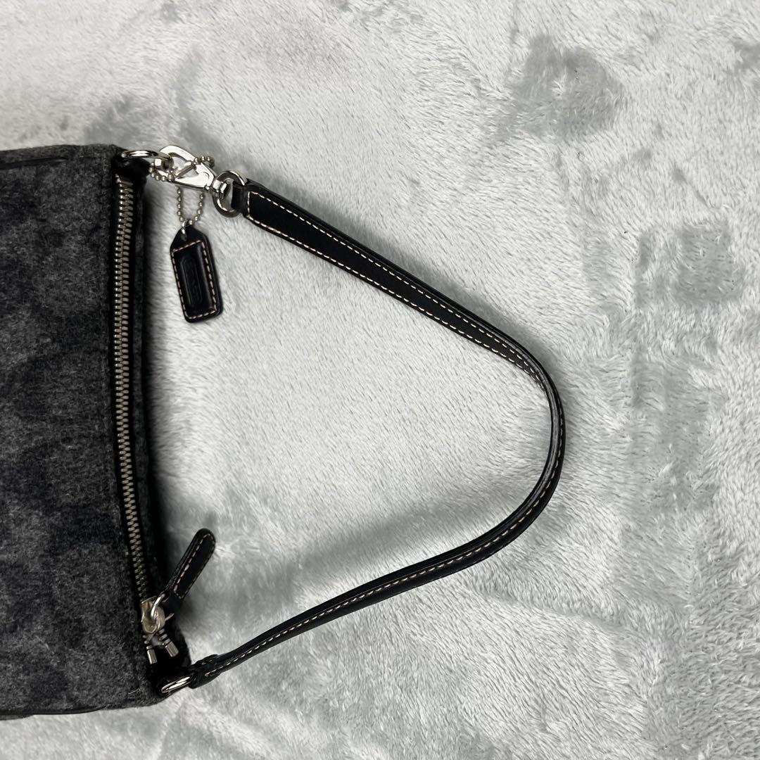 COACH コーチ アクセサリーポーチ ウール ブラック 黒 シグネチャー