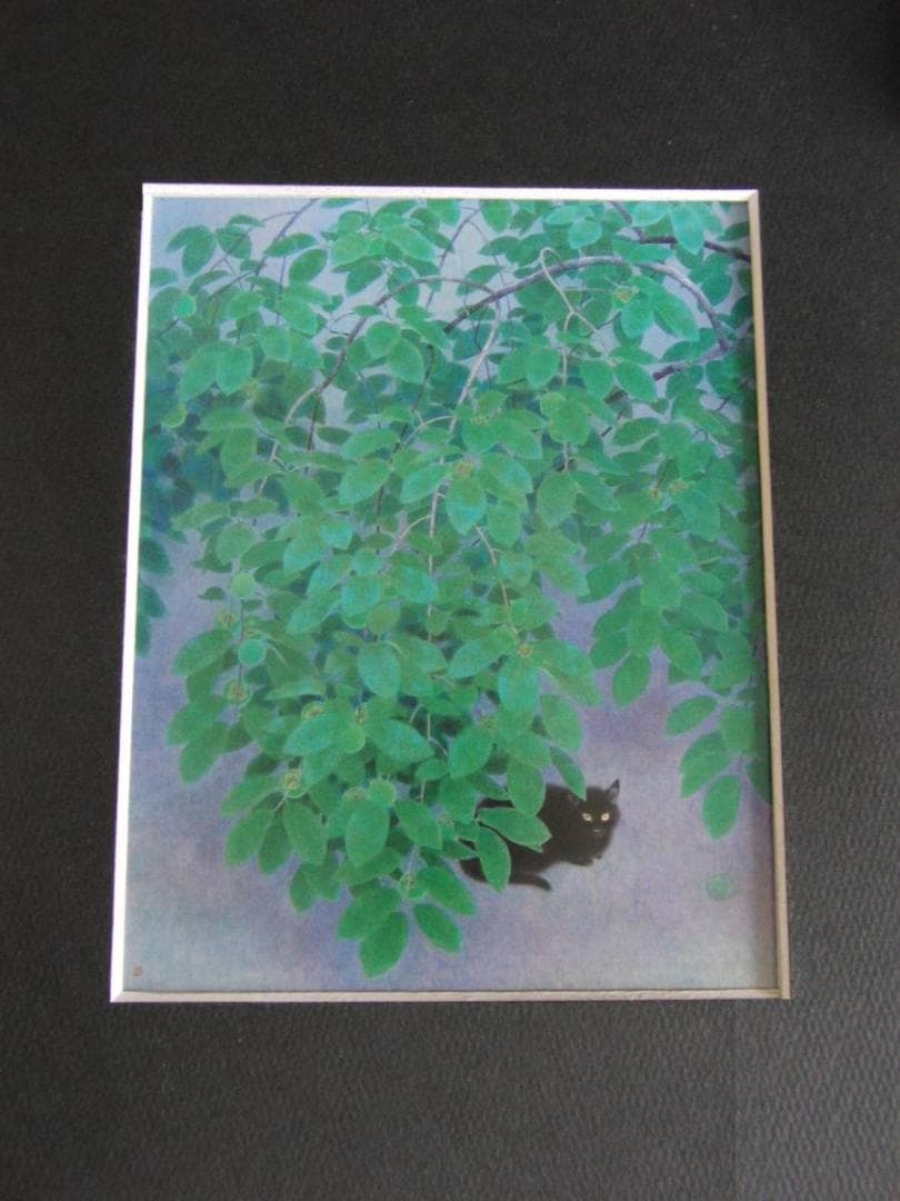 山口華楊、【青柿】、希少な額装用画集より、新品額装付、状態良好