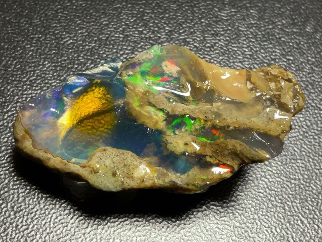 40CT】エチオピア オパール 原石 青 透明 黄色 ウェロ産