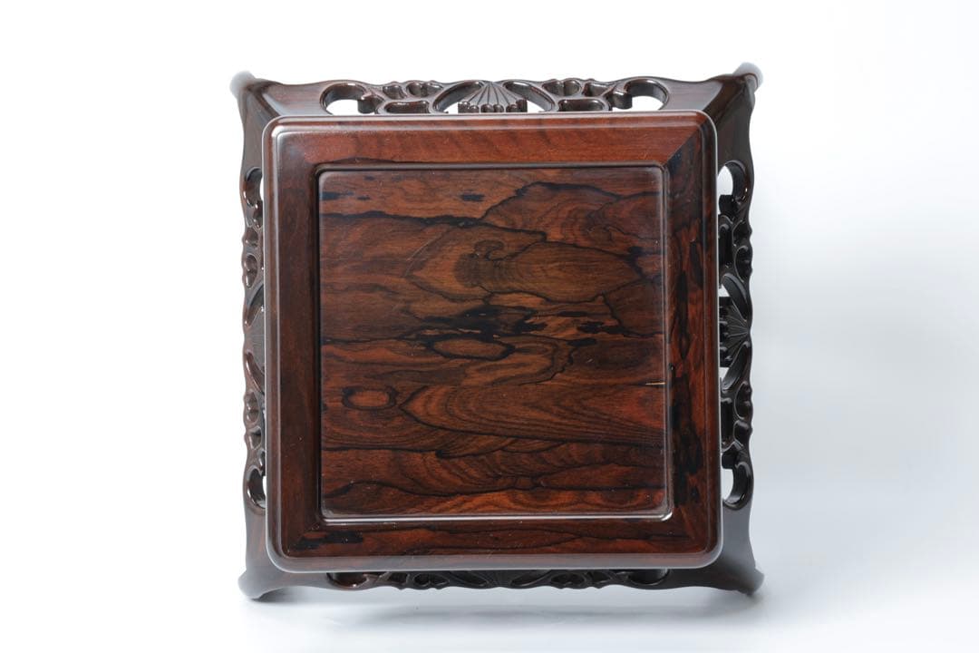 中国美術 香炉台 花台 紫壇 唐木 天然木 飾台 茶道具 四方台 唐木