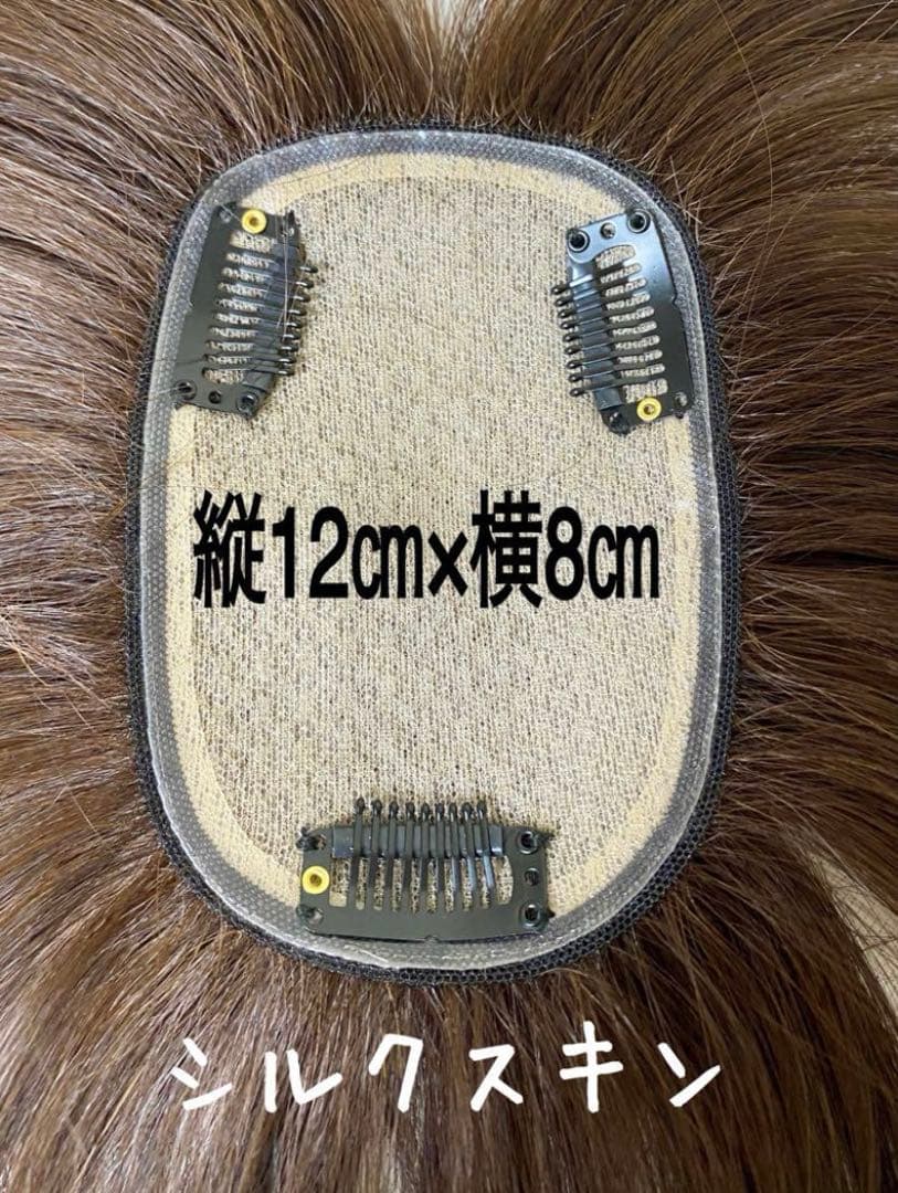 人毛100% ヘアピース　ブラウン28 シルクスキン　総手植え引き抜き　前髪なし