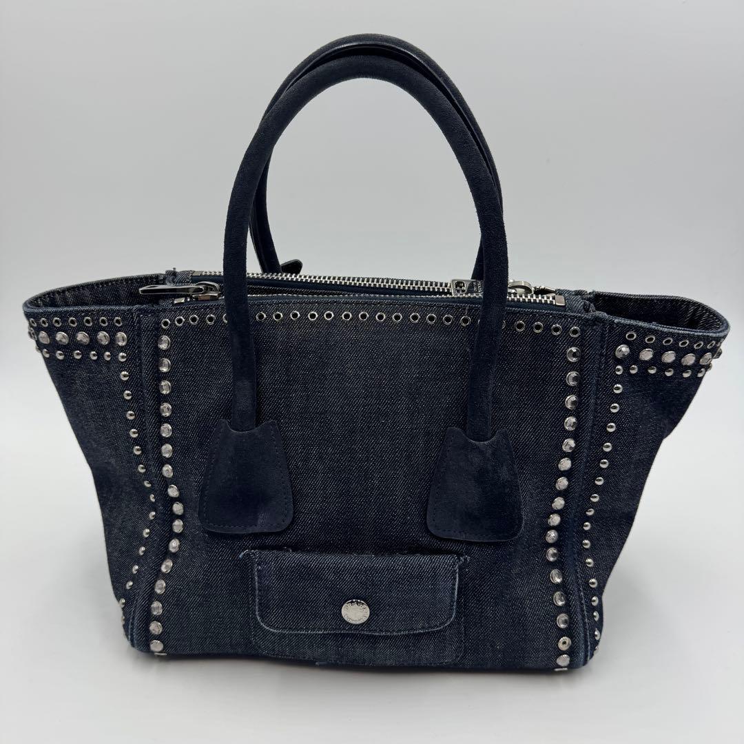 希少 PRADA カナパ デニムビジュー スタッズ 2wayショルダーバッグ
