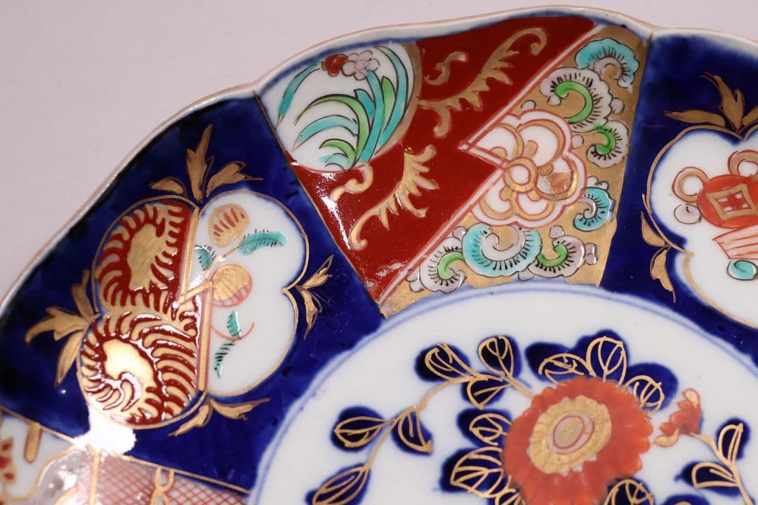 CM120】古伊万里 色絵 中皿 2枚 盛皿 幅22.3cm 錦手 花鳥